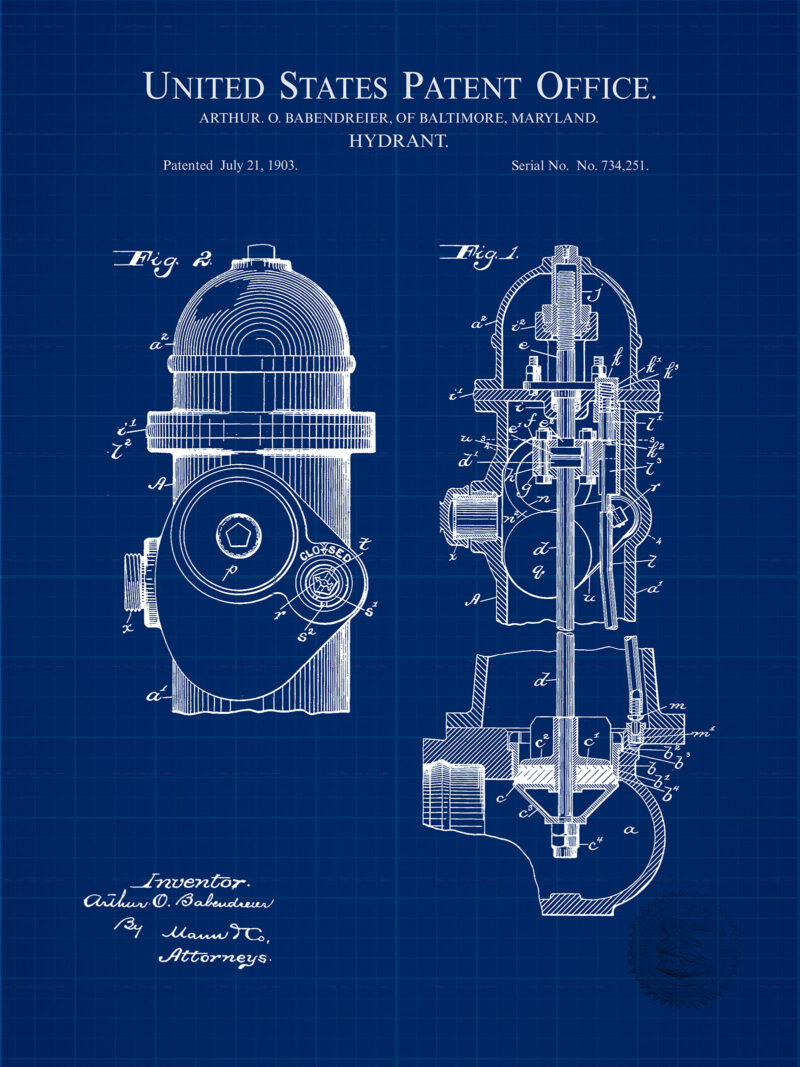 Fire Hydrant Print | 1903 Patent