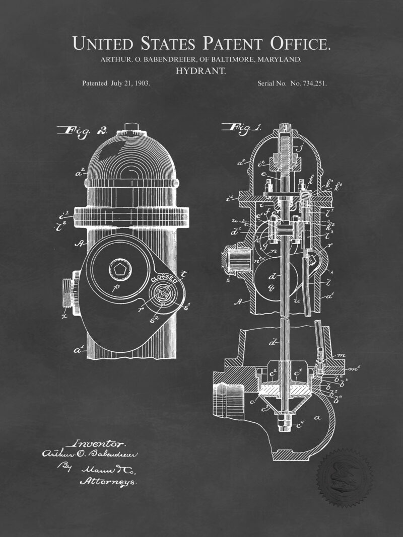 Fire Hydrant Print | 1903 Patent