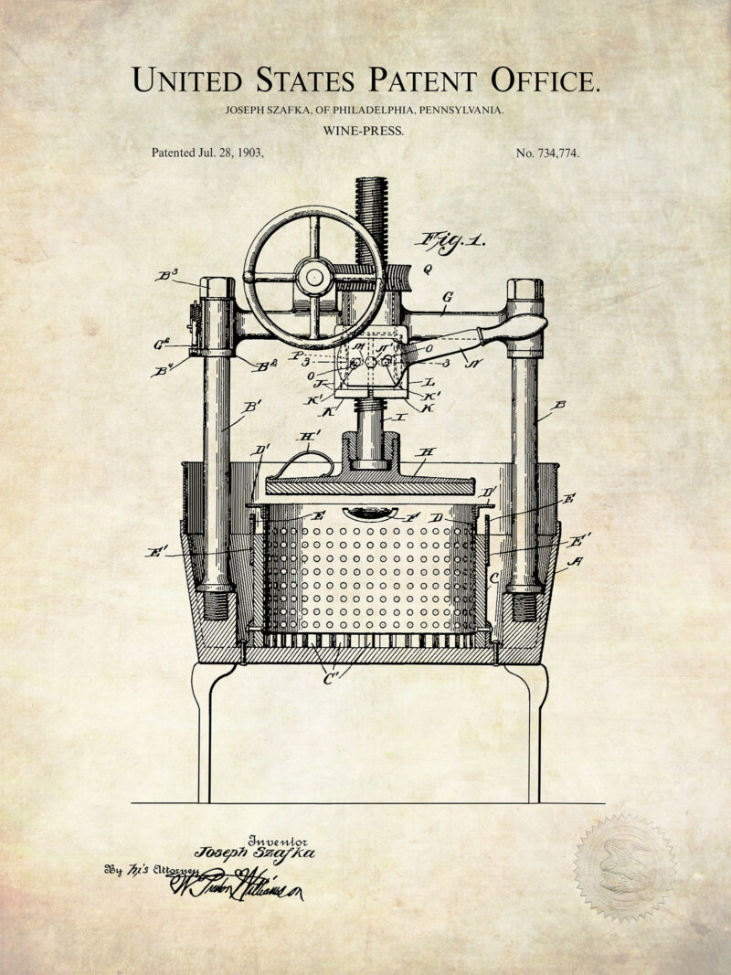 Wine Press | 1903 Winery Patent