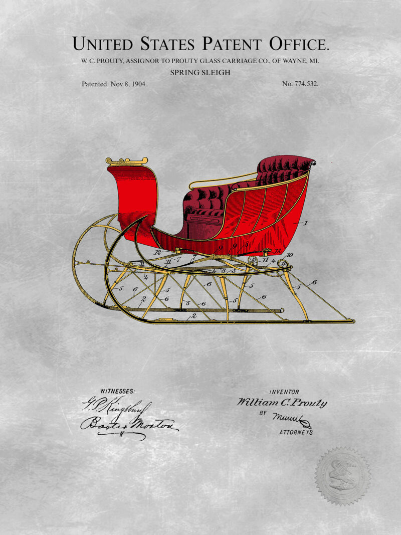 Spring-Sleigh | 1904 Patent Print
