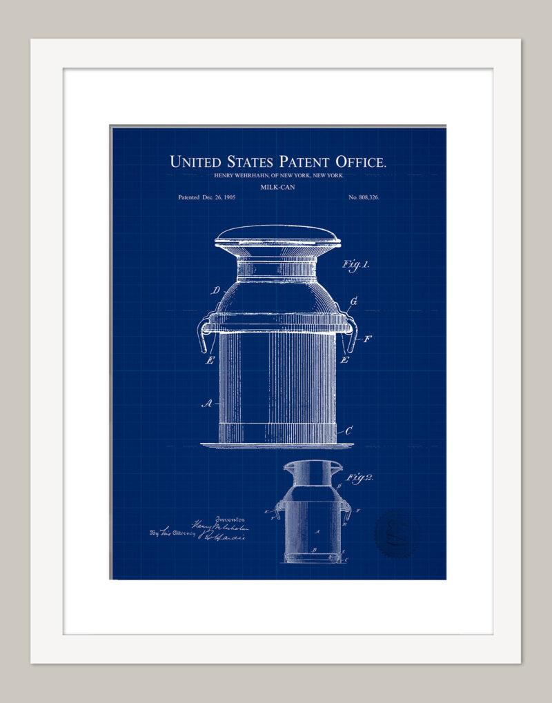 Milk Can Print | 1905 Patent