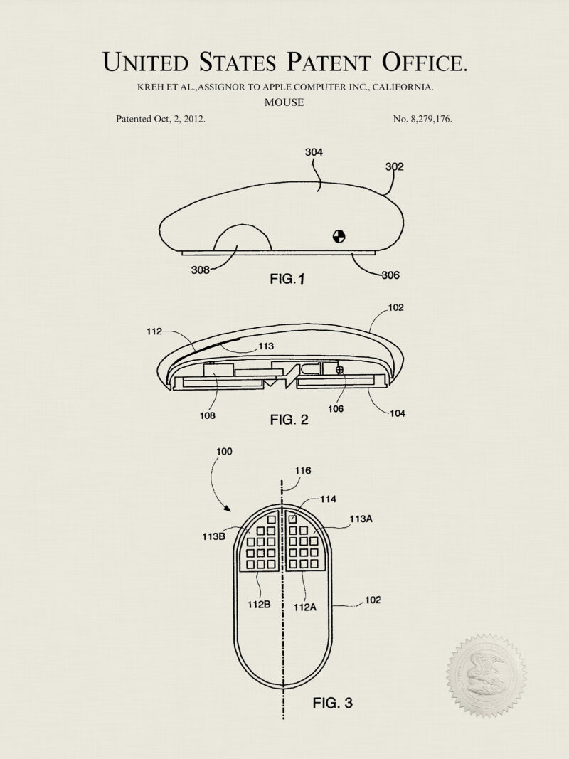 Classic Mouse Design | 2012 Apple Patent Print