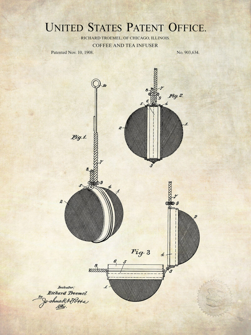 Tea Infuser | 1908 Patent Print