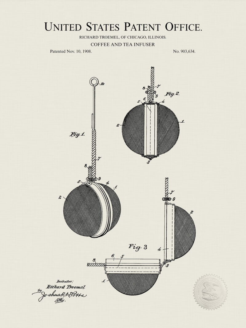Tea Infuser | 1908 Patent Print