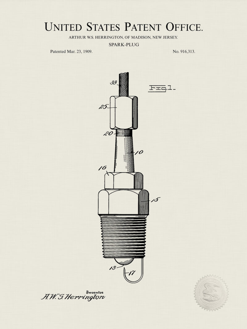 Spark Plug  | 1909 Design Patent