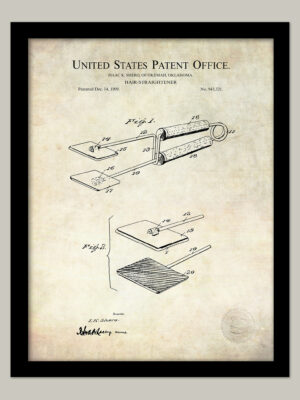Hair Straightener | 1909 Patent Print