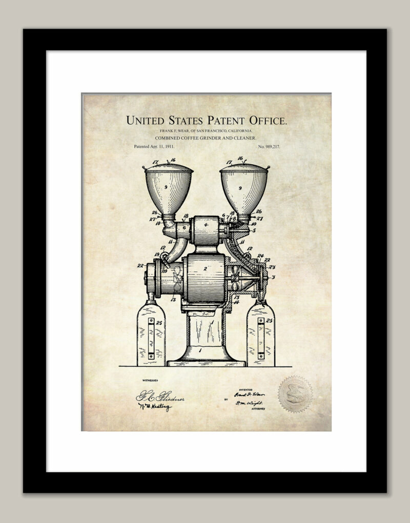Early Coffee Grinder | 1911Patent Print