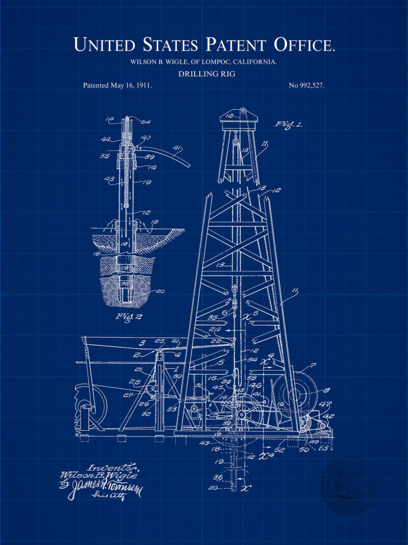 Drilling Rig Concept | 1911 Patent Print