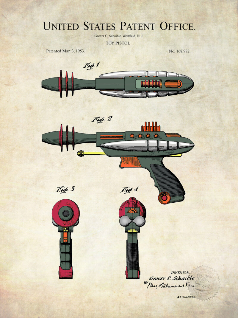 Ray Gun Design | 1953 Toy Patent Print