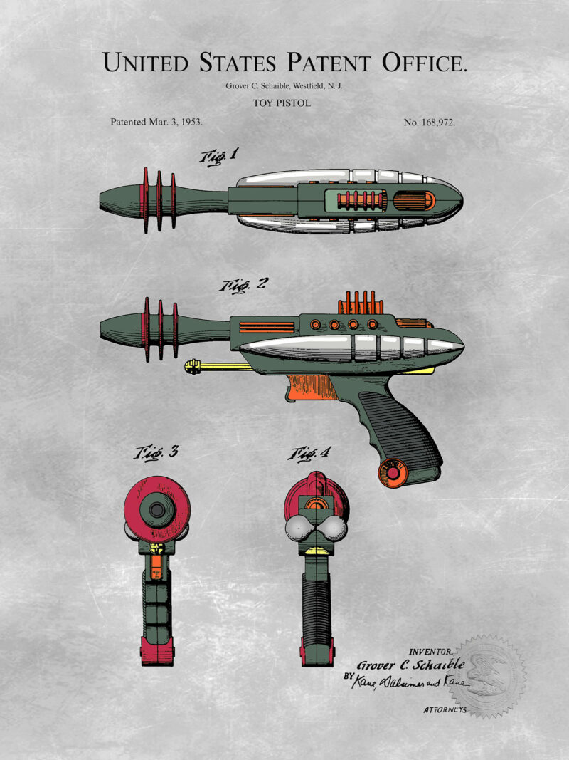 Ray Gun Design | 1953 Toy Patent Print