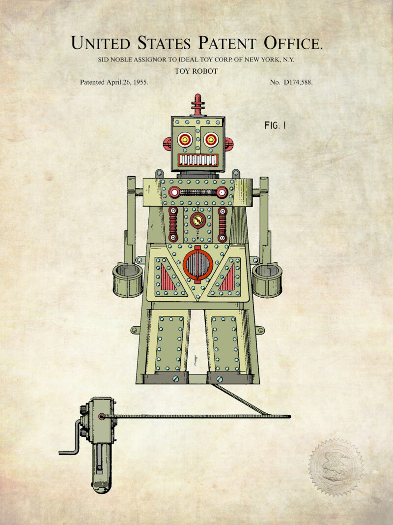 Robot Design | 1955 Patent | Retro Sci-Fi Print