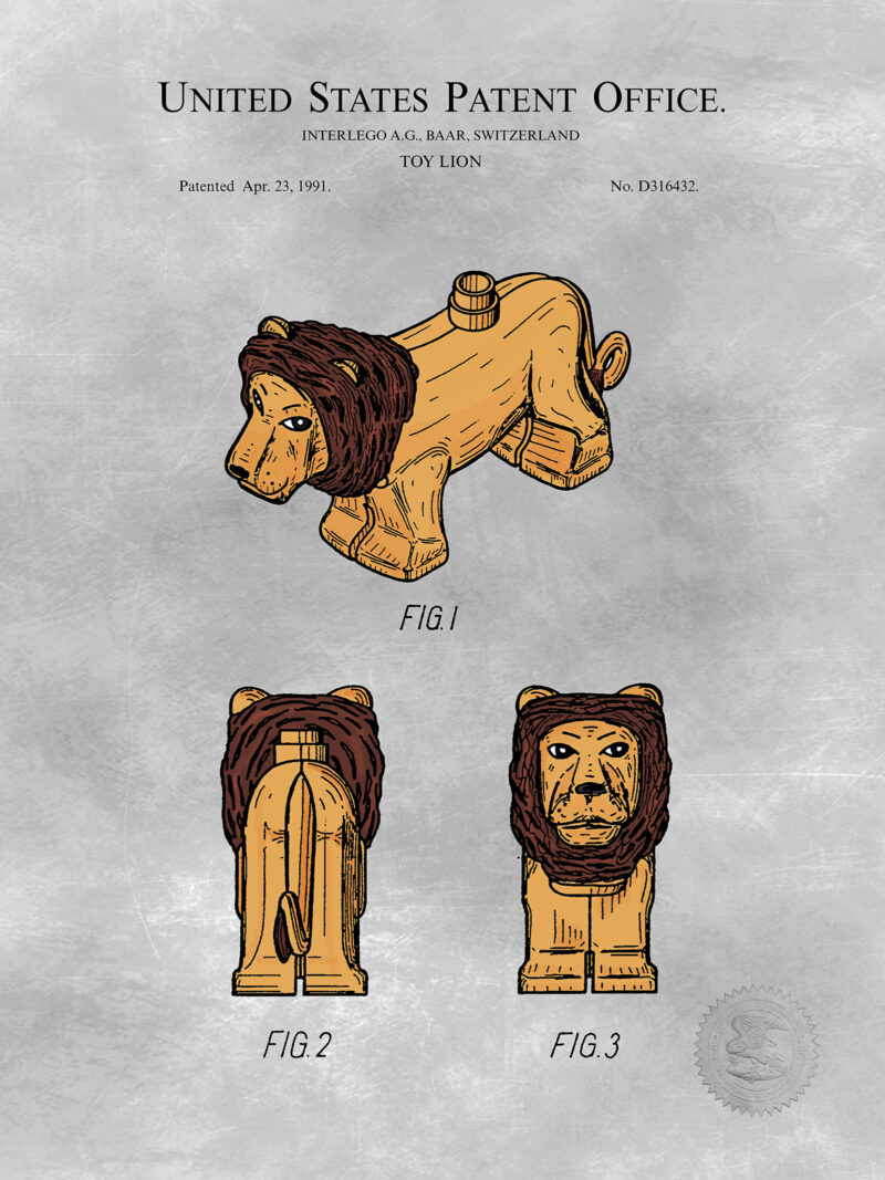 Toy Lion Figure | 1991 Building Block Patent