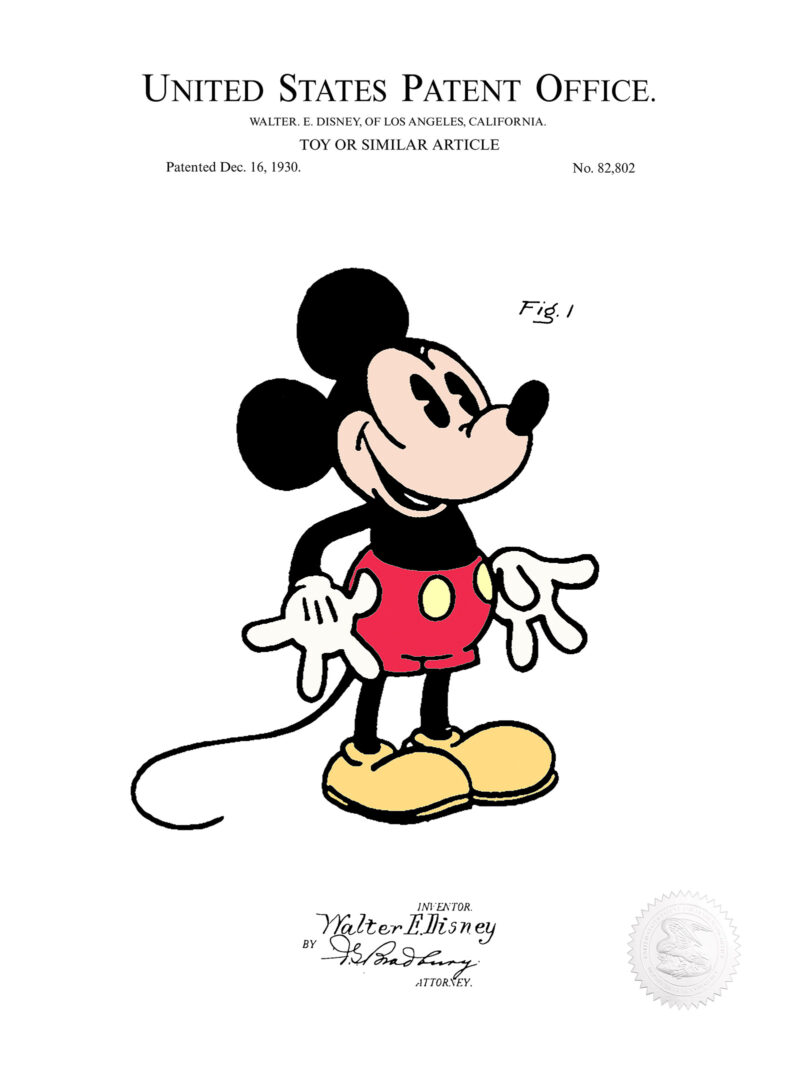Mickey Mouse Print | 1930 Walt Disney Patent