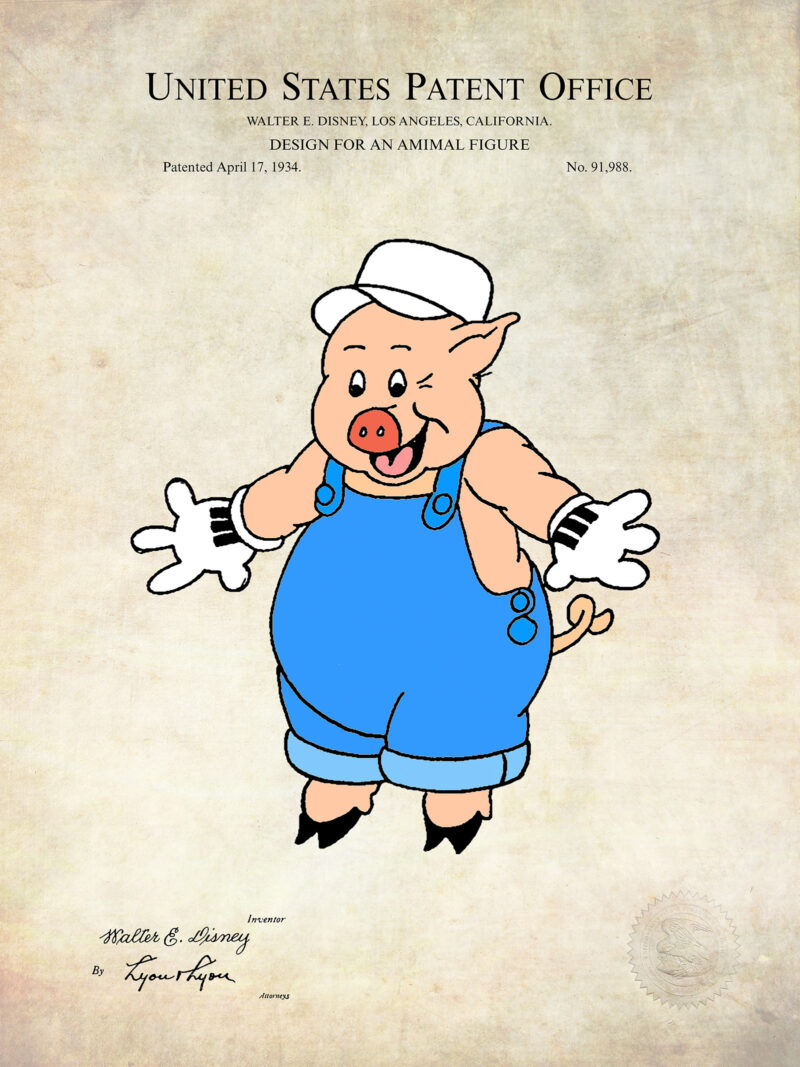 Practical Pig Print | 1934 Disney Patent