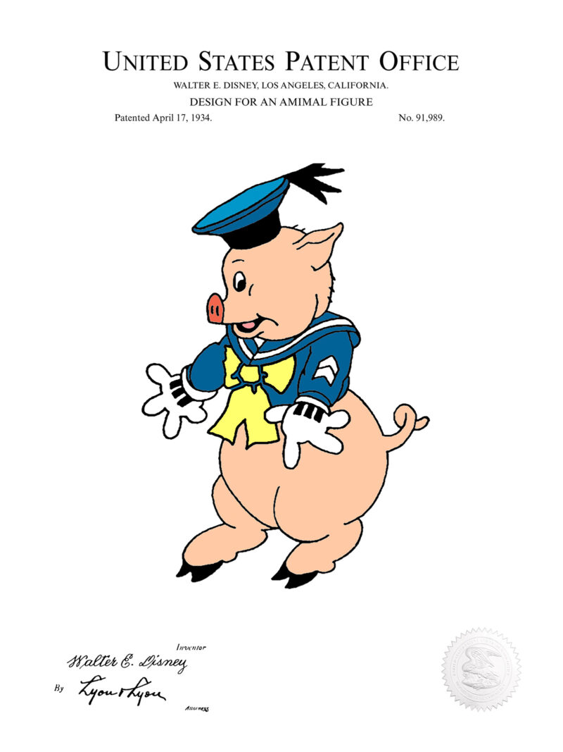 Fidler Pig Print | 1934 Disney Patent