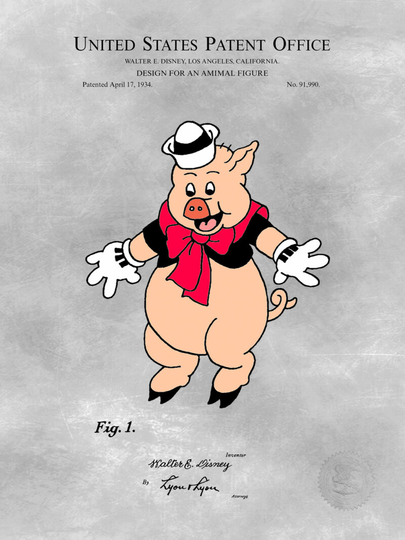 Fifer Pig Print | 1934 Disney Patent