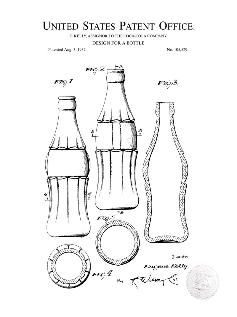 Coca-Cola Bottle | 1937 Patent Print