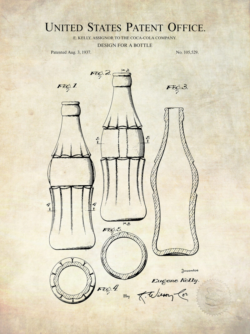 Antique Coca-Cola Bottle Patent Prints