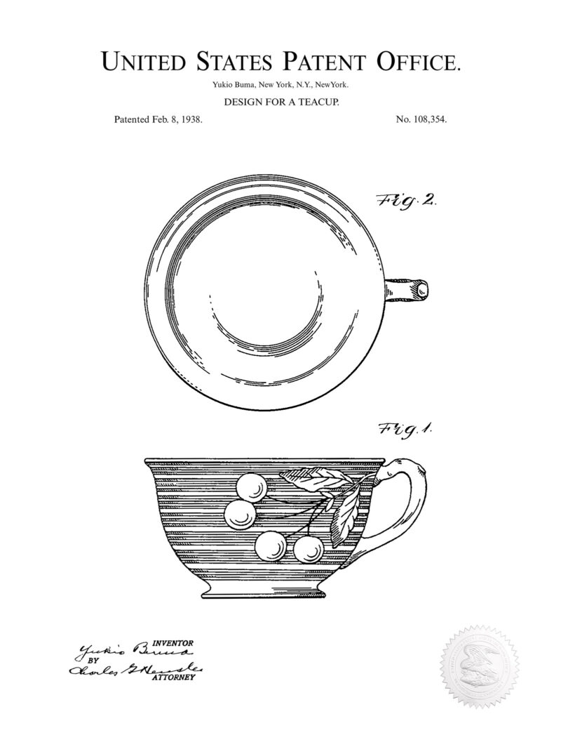 Vintage Teacup Design | 1938 Patent
