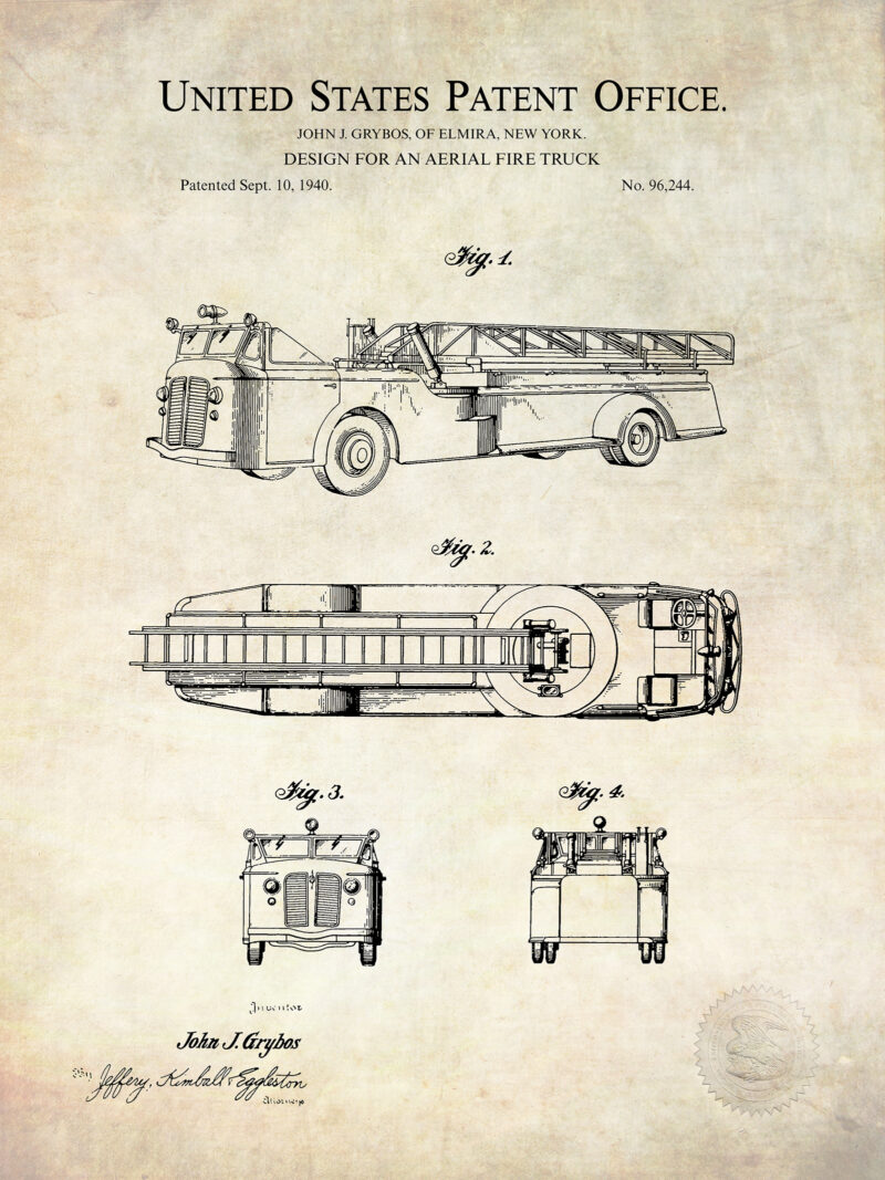 Aerial Fire Truck | 1940 Patent