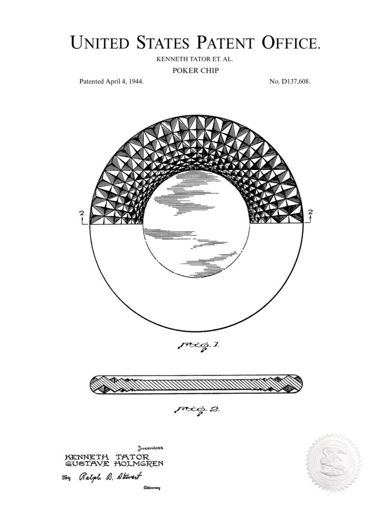 1944 Poker Chip Design Patent