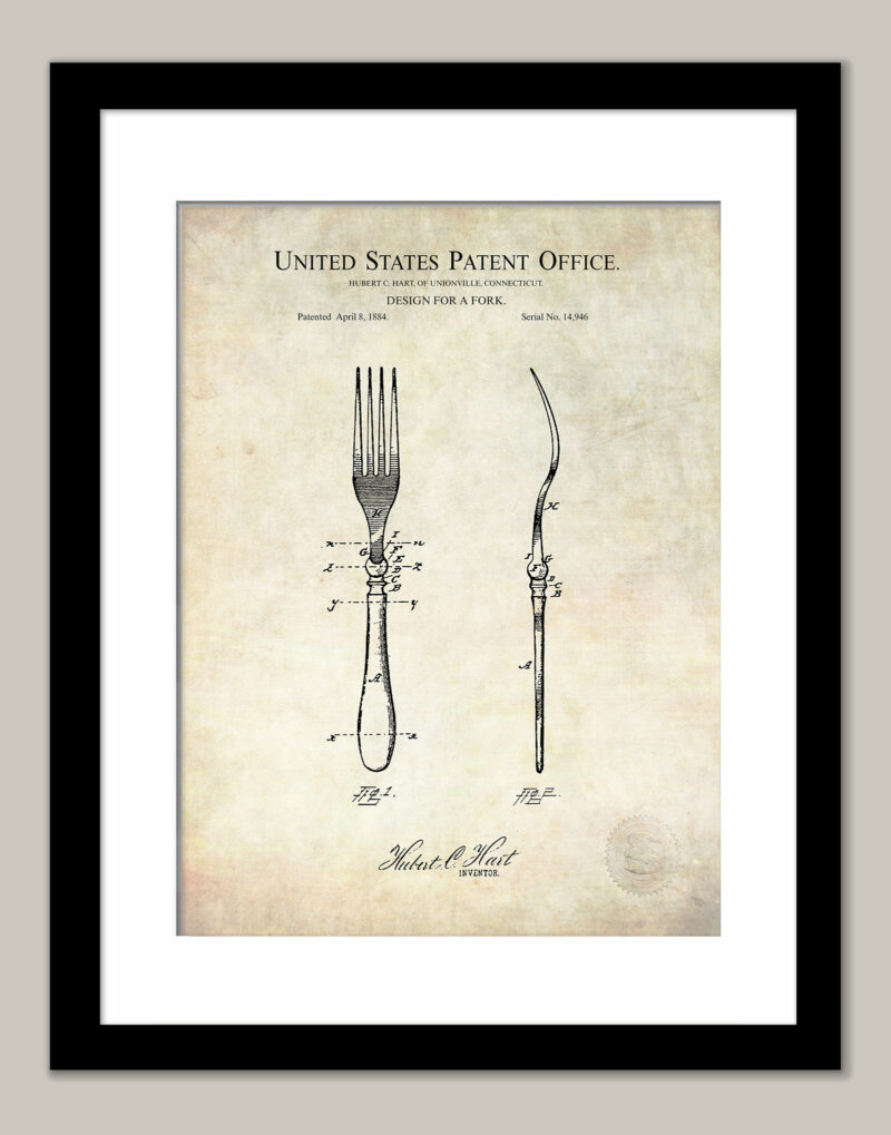 Antique Fork Design | 1884 Patent Print