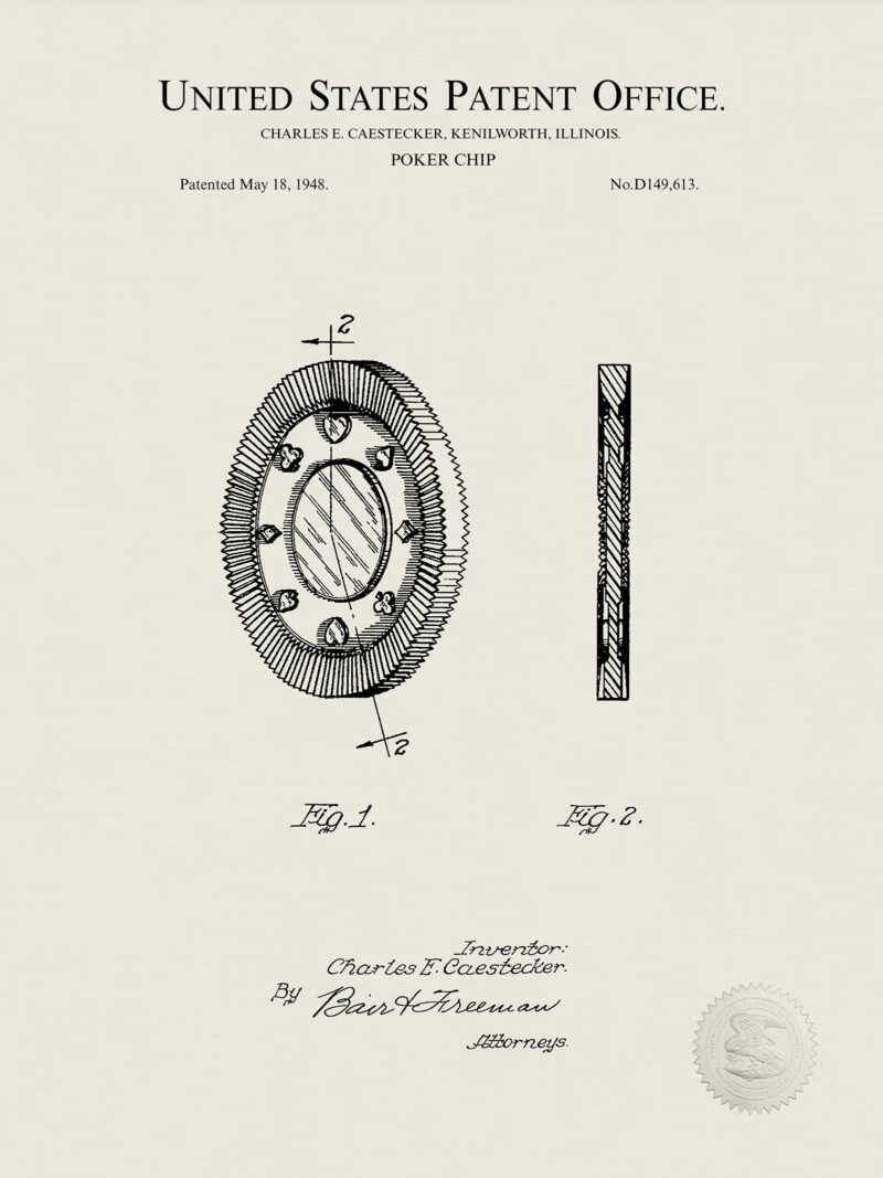 Poker Chip Patent Print Collection