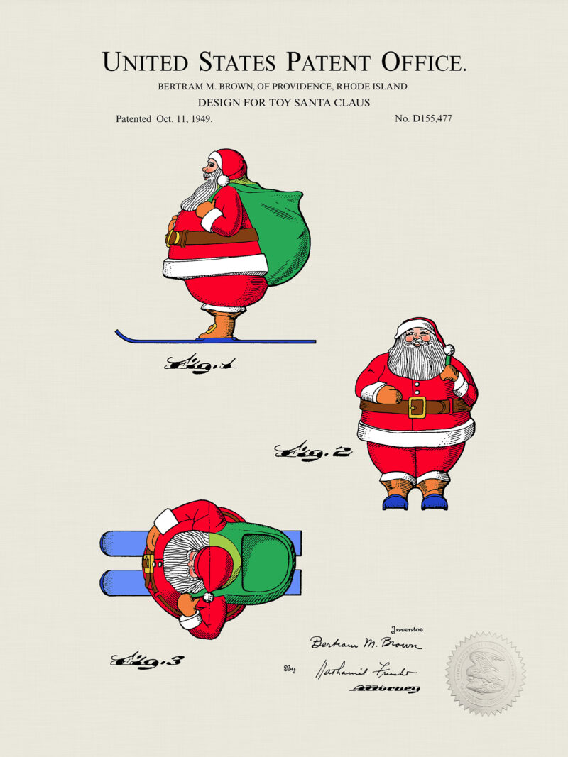 Santa Claus Toy | 1914 Patent Print