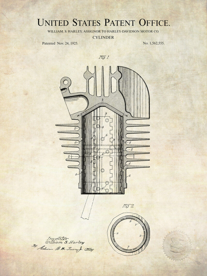 Harley-Davidson Engine Patent Prints