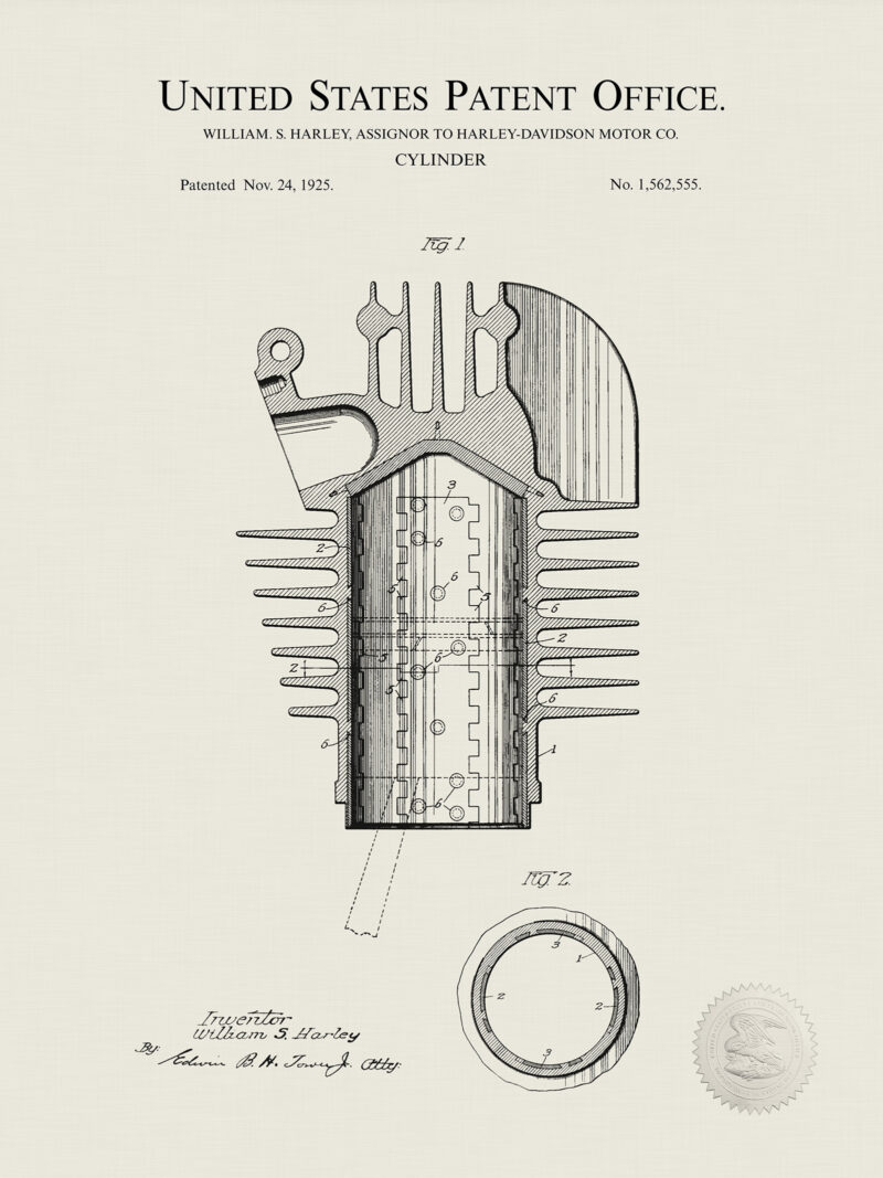 Harley-Davidson Cylinder | 1925 Patent