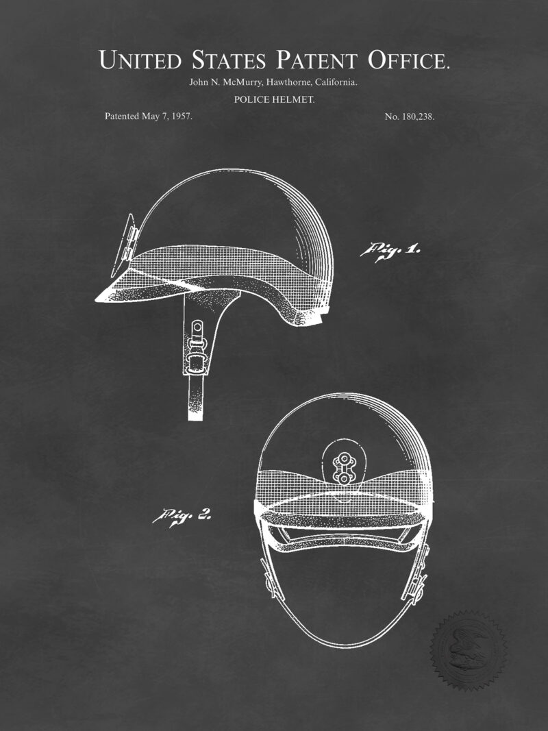 Police Helmet Print | 1957 Patent