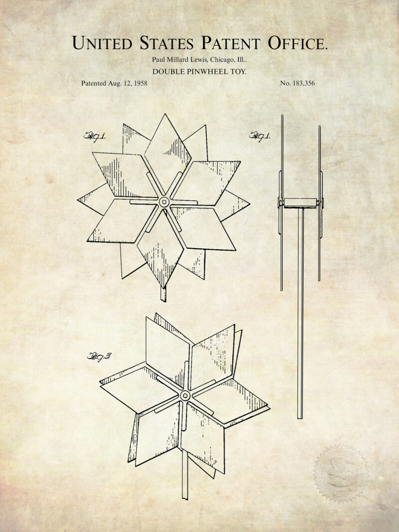 Vintage Pinwheel Design | 1958 Patent Print