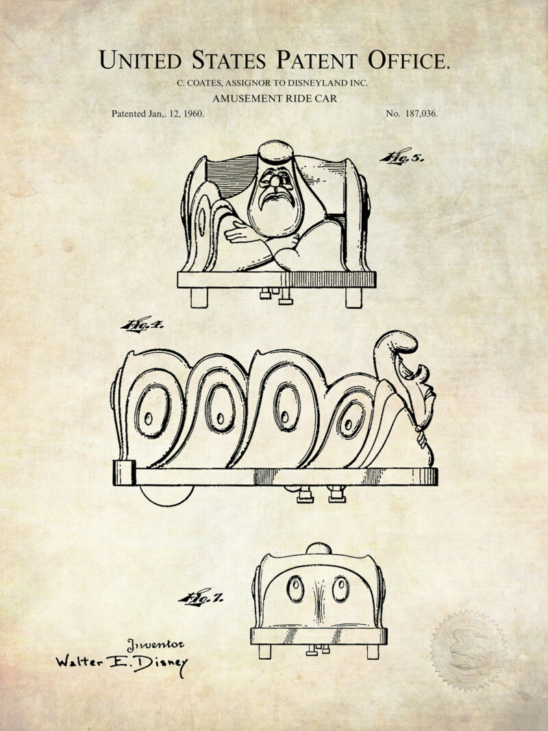 Disneyland Ride Patent Prints