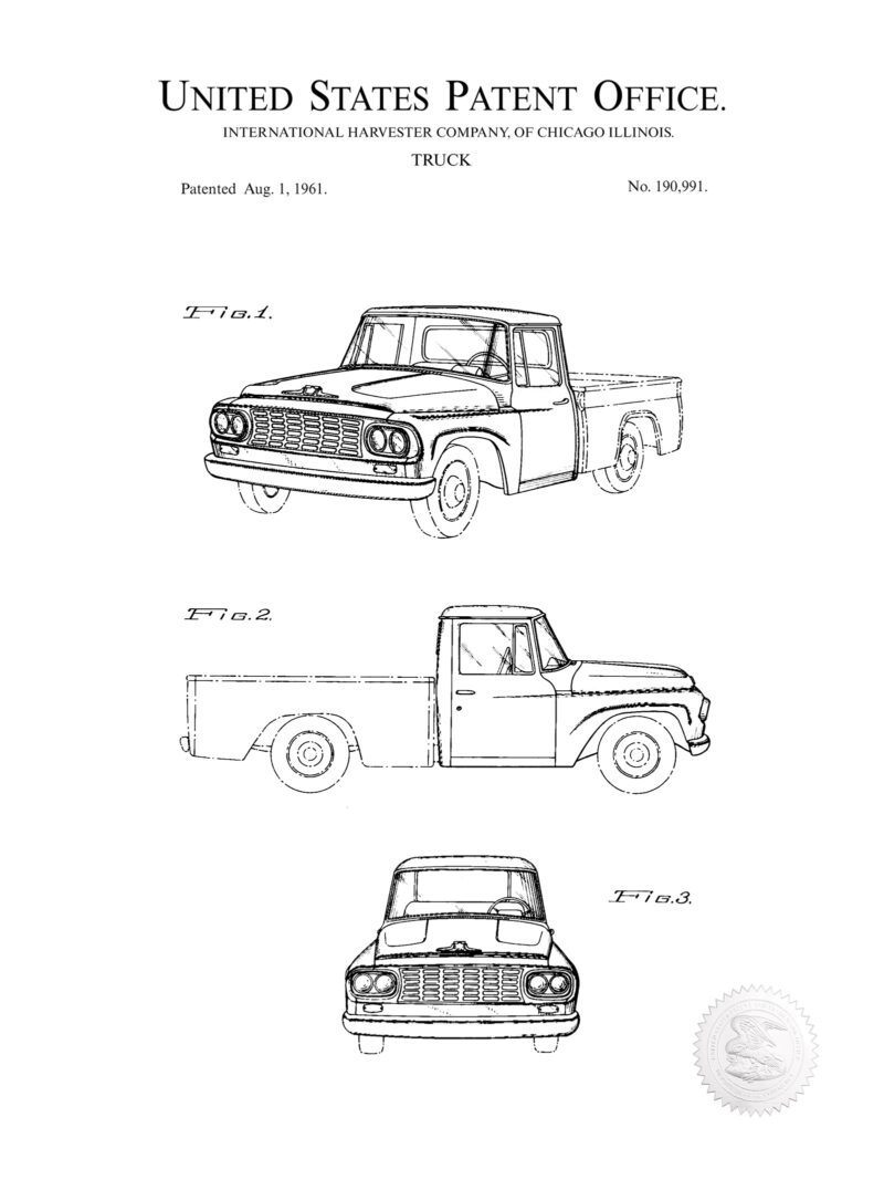 Pickup Truck Print - 1961 IHF Patent