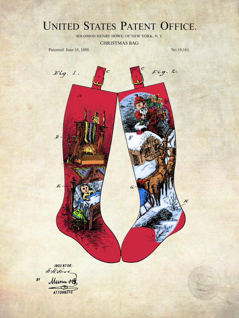 Christmas Stocking | 1889 Patent Print