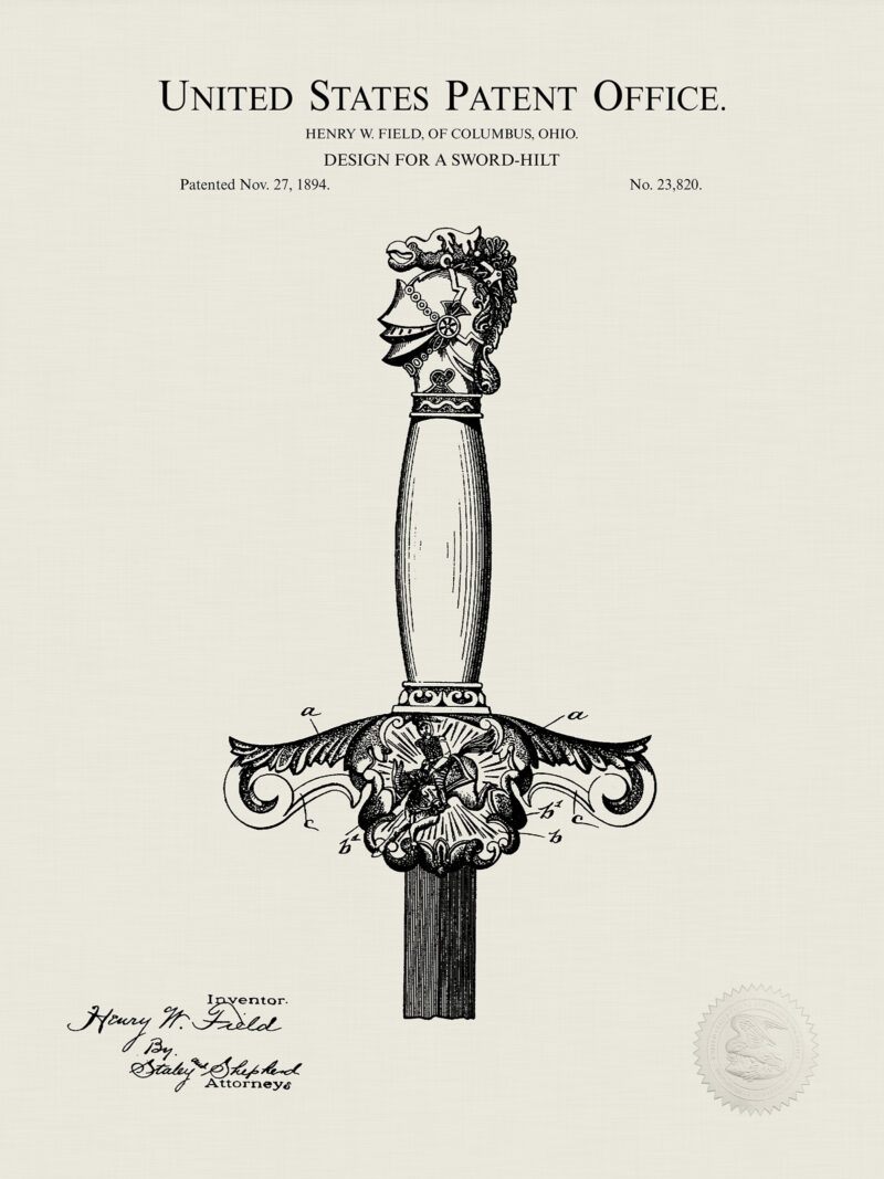 Sword Hilt Design | 1894 Patent Print