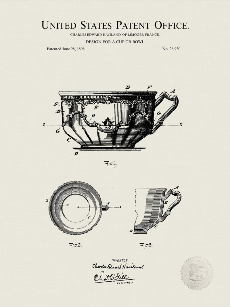 Antique Tea Patents Print Set