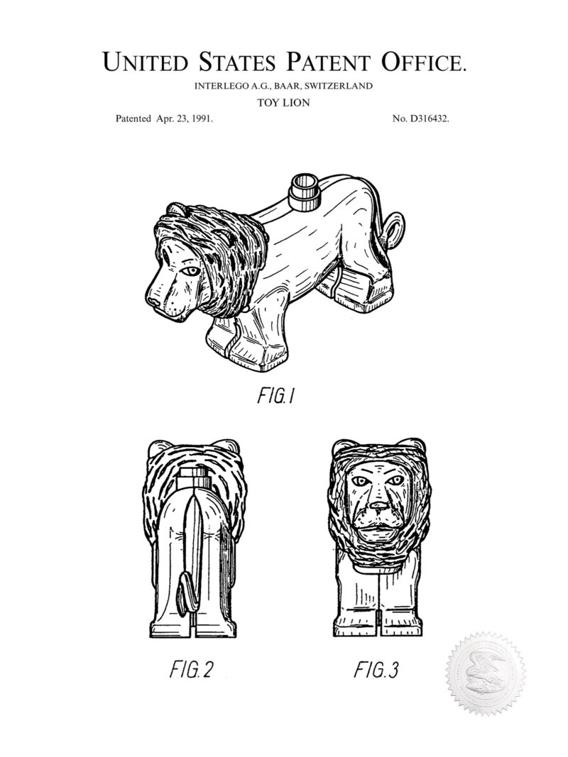 Building Block Toy Lion | 1995 Patent Print