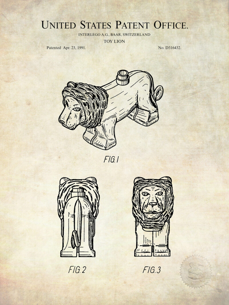 Building Block Toy Lion | 1995 Patent Print