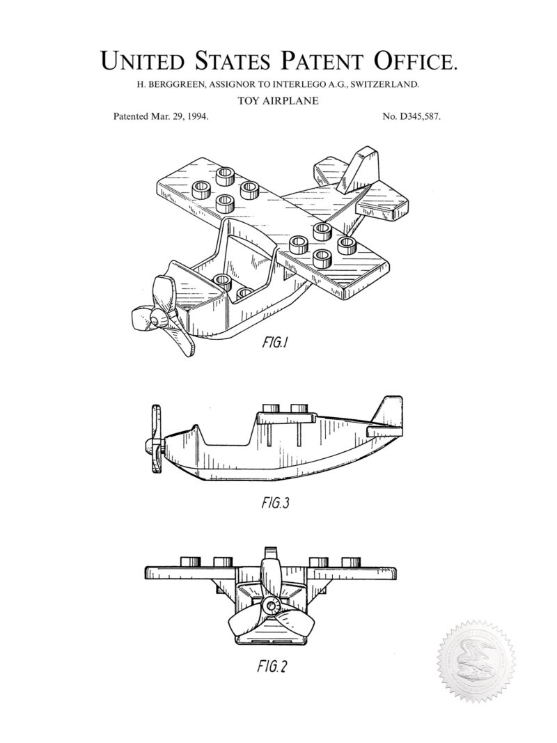 Building Block Airplane | 1995 Patent Print