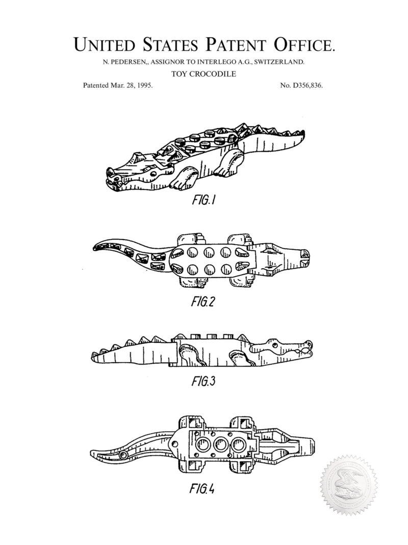 Building Block Crocodile | 1995 Toy Patent Prin