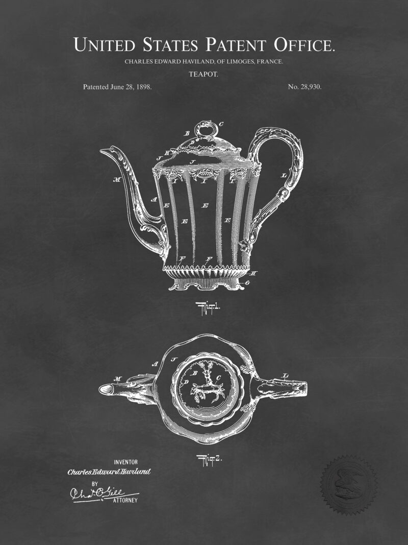 Haviland Teapot | 1898 Patent Print
