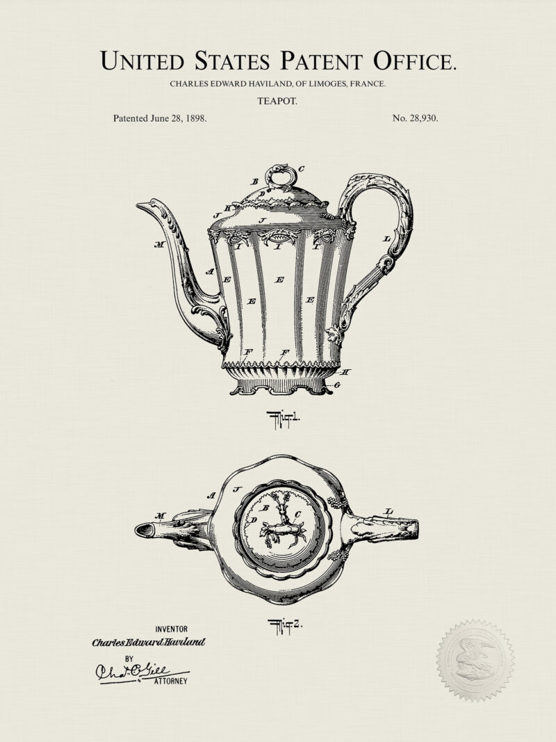 Antique Tea Patents Print Set