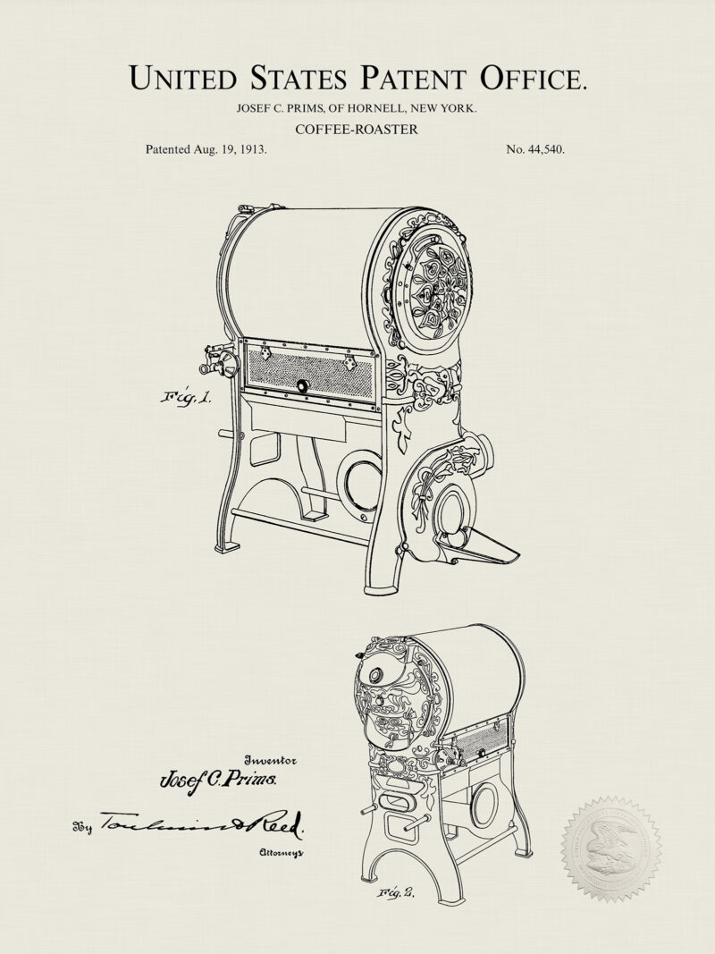 Coffee Roaster | 1913 Patent Print