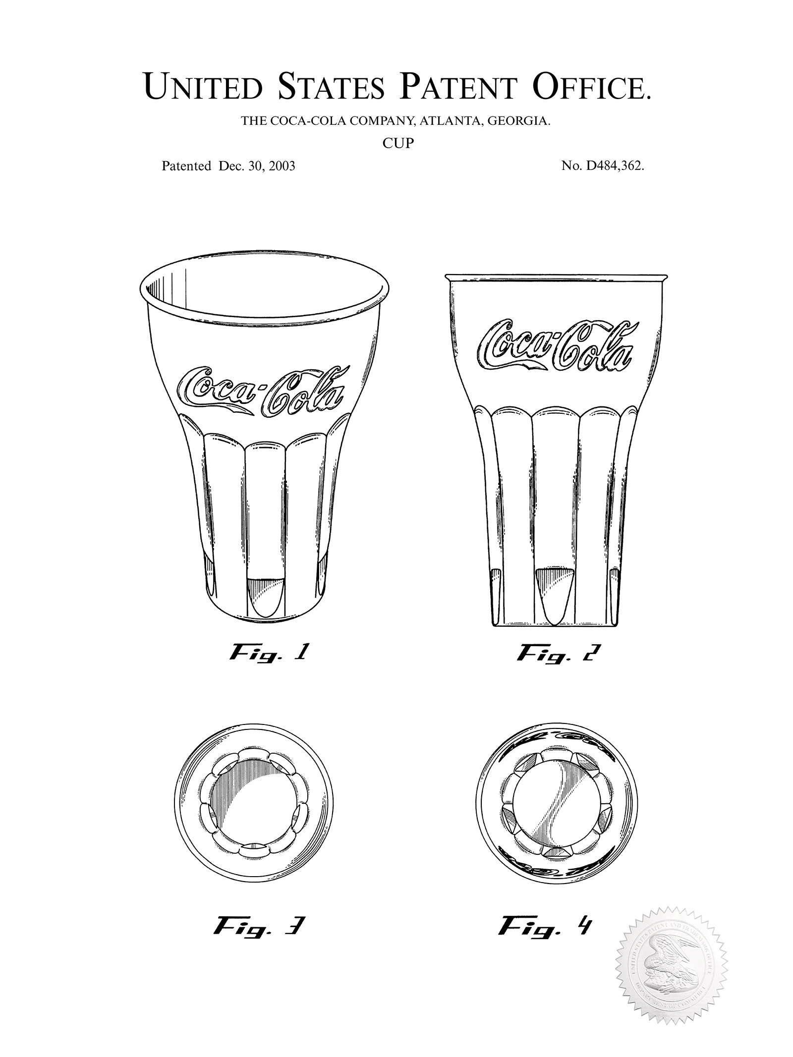 Coca-Cola Glass, 2003 Patent Print