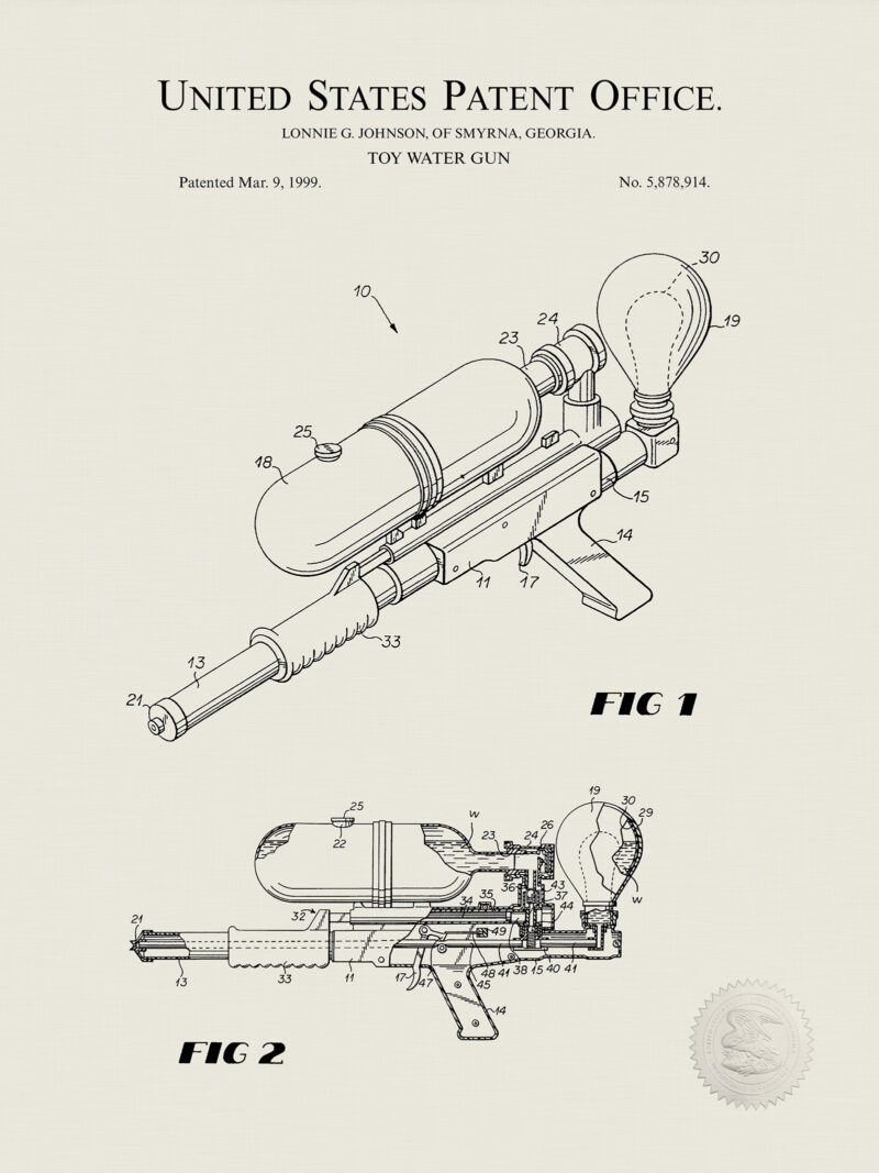 Toy Water Gun | 1999 Patent Print