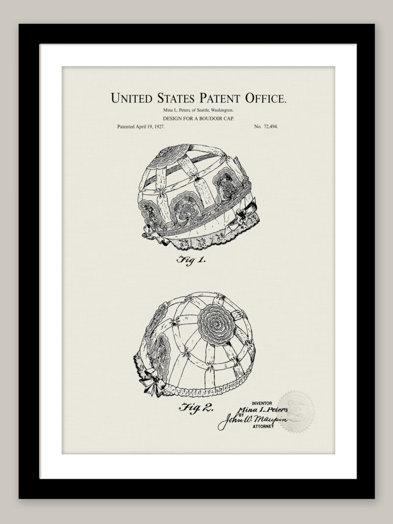 Boudoir Cap | 1927 Patent Print