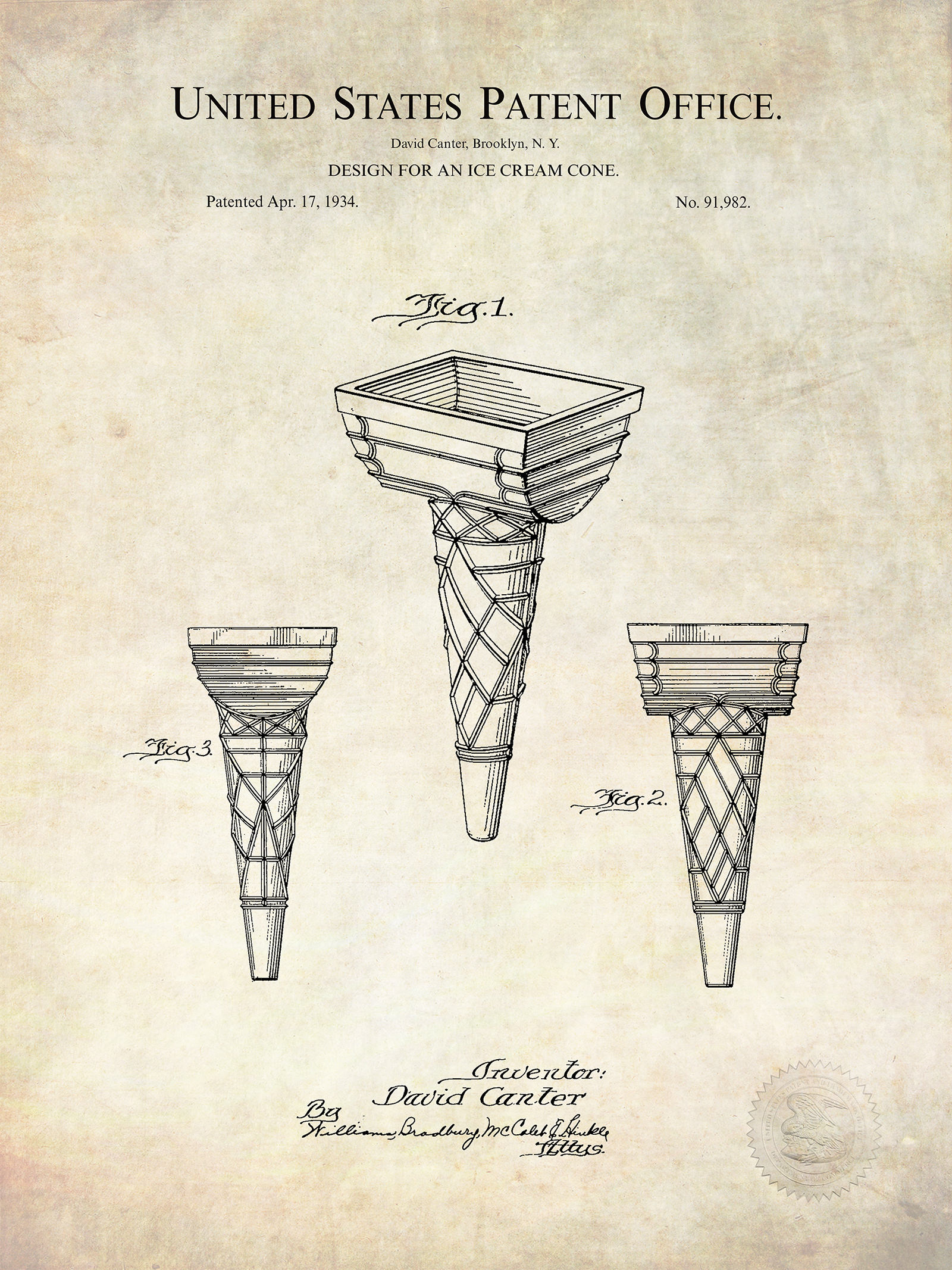 Set of 2 Ice Cream Collection Patent Prints, Digital Download, (8 jpeg –  The Patent Planet
