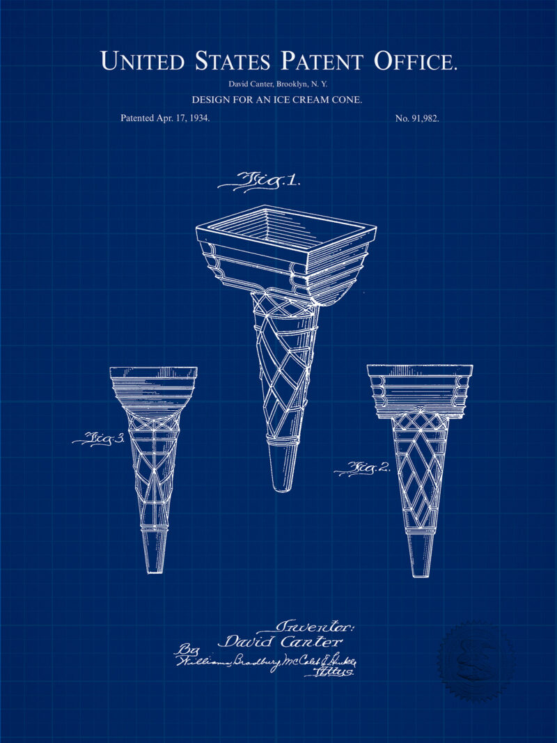Ice Cream Cone | 1934 Patent Print