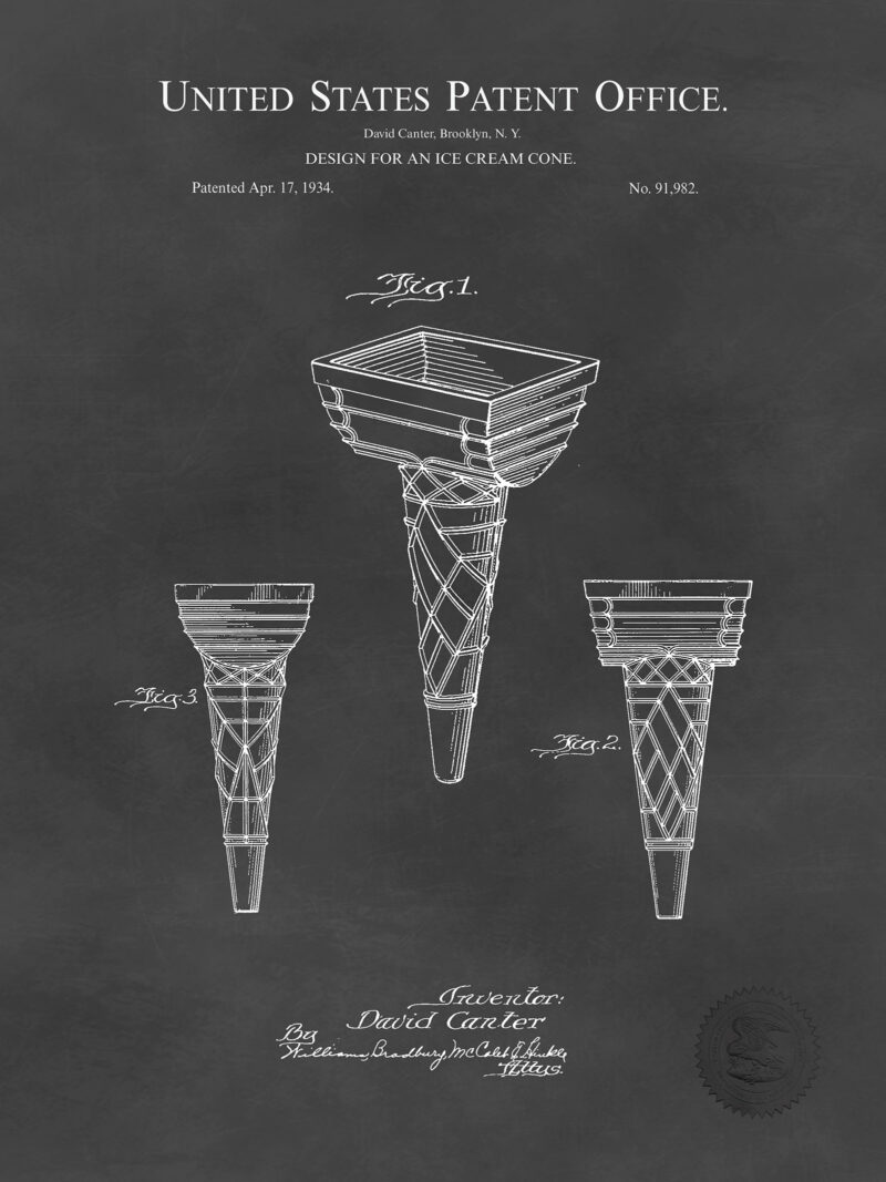 Ice Cream Cone | 1934 Patent Print